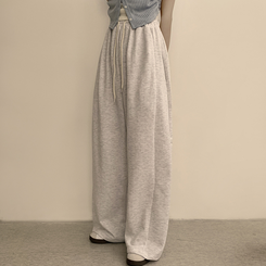 トレーニングパンツ 【丈別】ワイドバンディングスリットパンツ(5color) WHITE MELANGE