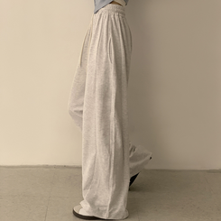 トレーニングパンツ 【丈別】ワイドバンディングスリットパンツ(5color) WHITE MELANGE