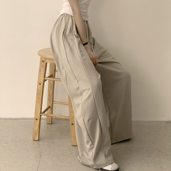 トレーニングパンツ 【丈別】ワイドバンディングスリットパンツ(5color) BEIGE