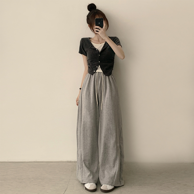 【丈別】ワイドバンディングスリットパンツ(5color) GREY