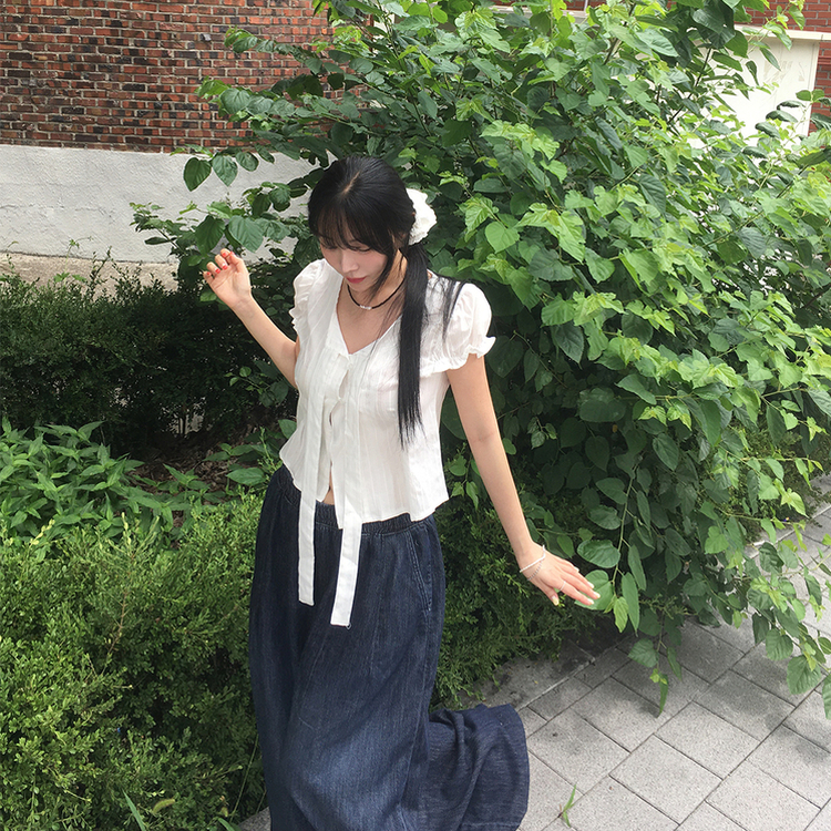 パンチングパフブラウス IVORY