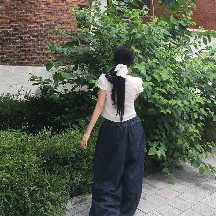 パンチングパフブラウス IVORY