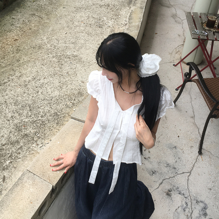 パンチングパフブラウス IVORY