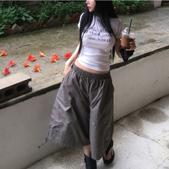 半袖Tシャツ ユニークセミクロップ半袖Tシャツ IVORY