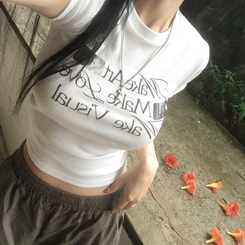 半袖Tシャツ ユニークセミクロップ半袖Tシャツ IVORY