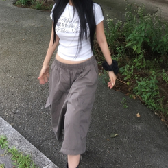 半袖Tシャツ ユニークセミクロップ半袖Tシャツ IVORY