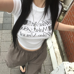 半袖Tシャツ ユニークセミクロップ半袖Tシャツ IVORY