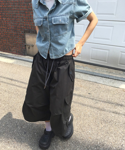 ショートパンツ ストリングカーゴバミューダパンツ CHARCOAL