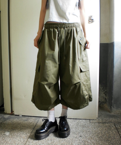 ショートパンツ ストリングカーゴバミューダパンツ KHAKI