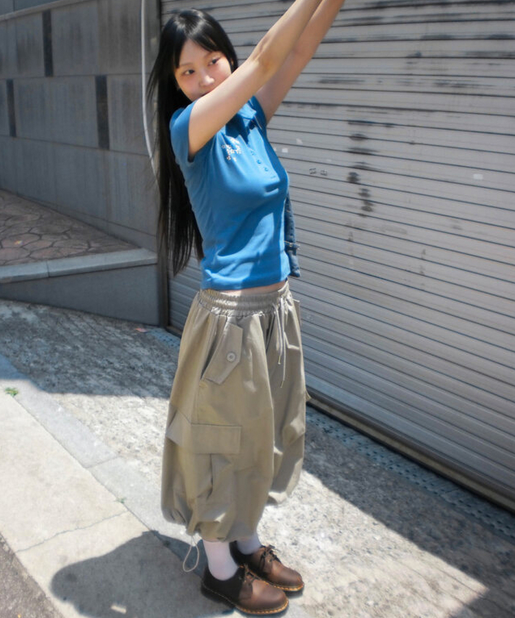 ストリングカーゴバミューダパンツ BEIGE