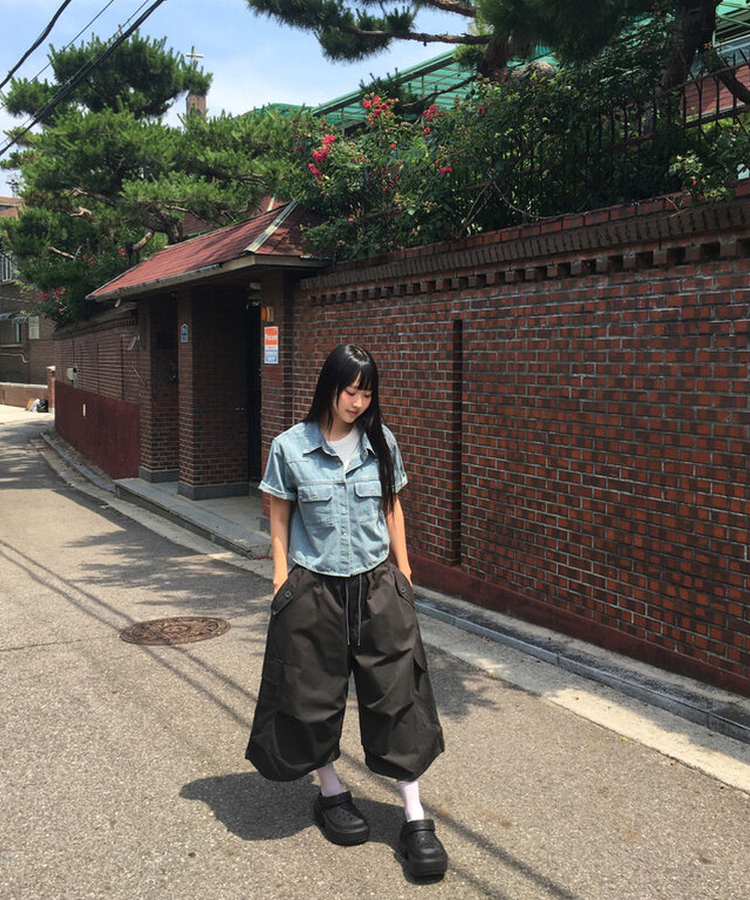 ストリングカーゴバミューダパンツ CHARCOAL