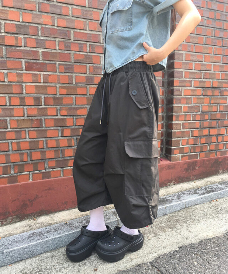 ショートパンツ ストリングカーゴバミューダパンツ CHARCOAL