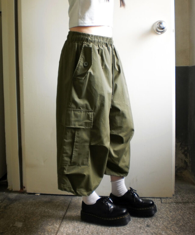 ストリングカーゴバミューダパンツ KHAKI