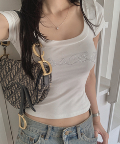 キュービックレタリング半袖Tシャツ WHITE