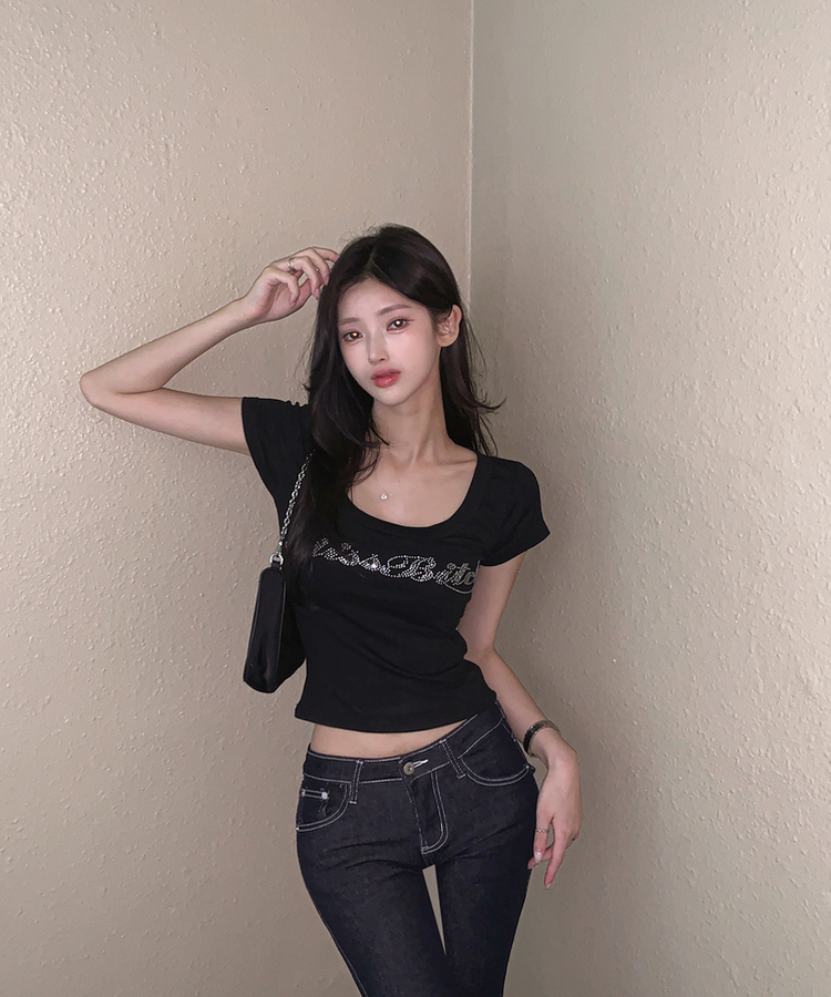 キュービックレタリング半袖Tシャツ BLACK