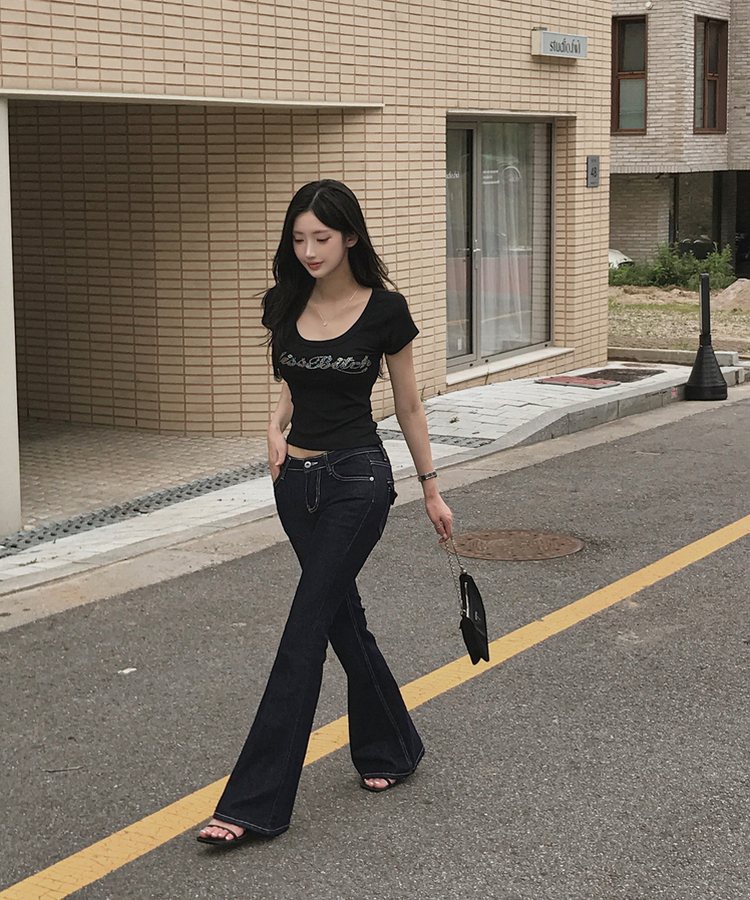 キュービックレタリング半袖Tシャツ BLACK