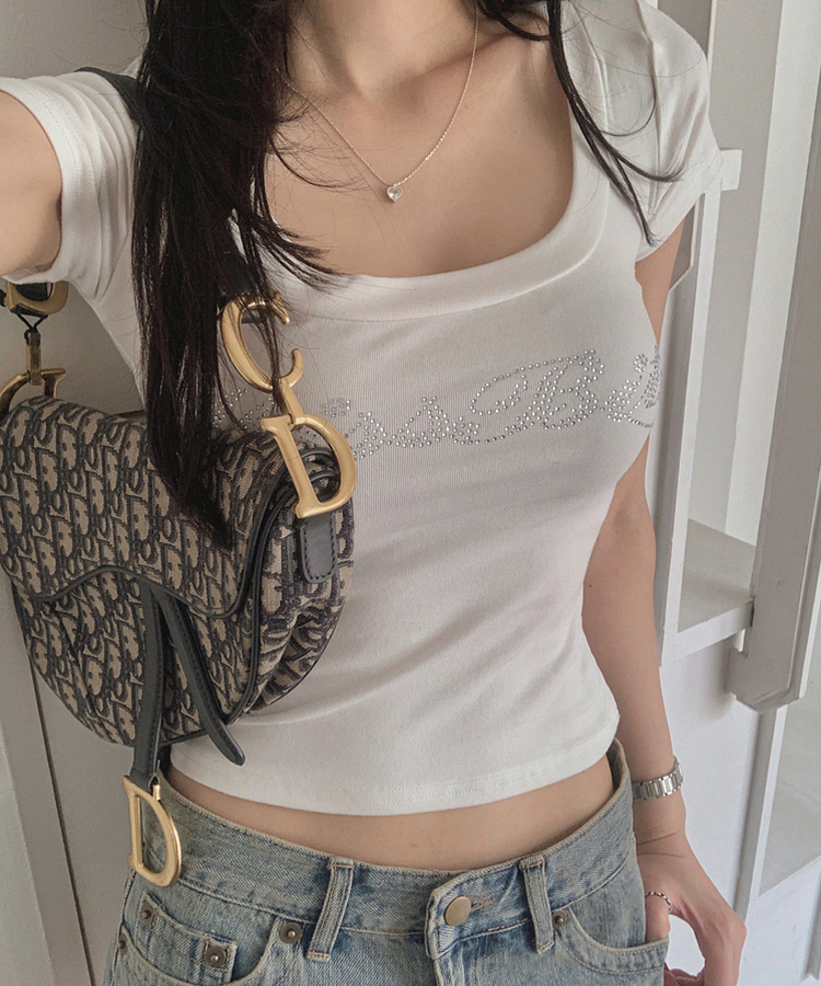 キュービックレタリング半袖Tシャツ WHITE