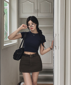 ミニスカート 【ベルト付き】ダブルリングミニスカートパンツ BROWN