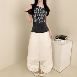 半袖Tシャツ シャーリングワンオフクロップ半袖Tシャツ CHARCOAL