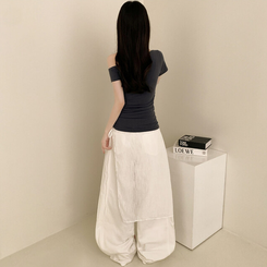 半袖Tシャツ シャーリングワンオフクロップ半袖Tシャツ CHARCOAL