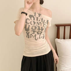 半袖Tシャツ シャーリングワンオフクロップ半袖Tシャツ IVORY