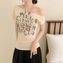 半袖Tシャツ シャーリングワンオフクロップ半袖Tシャツ IVORY