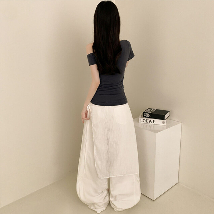 シャーリングワンオフクロップ半袖Tシャツ CHARCOAL