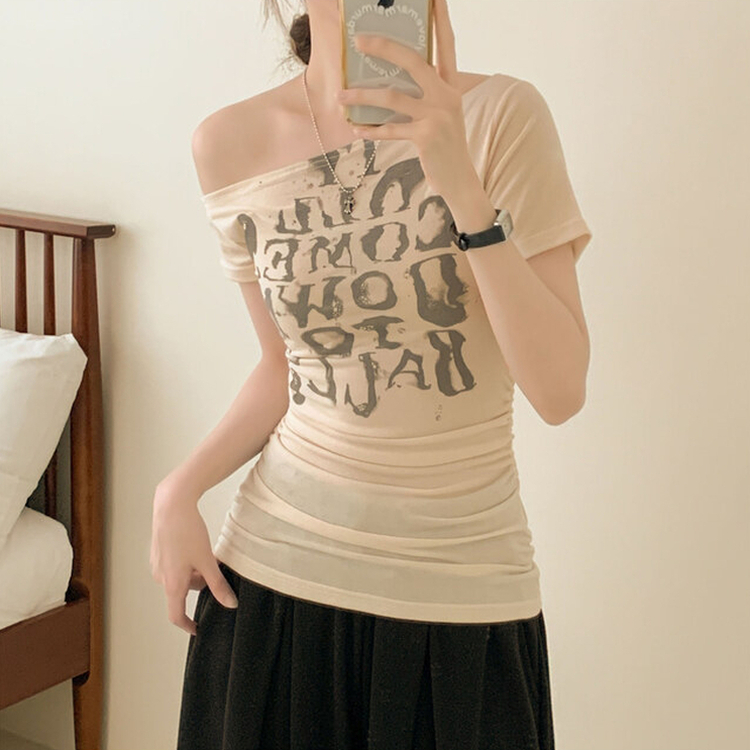 半袖Tシャツ シャーリングワンオフクロップ半袖Tシャツ IVORY