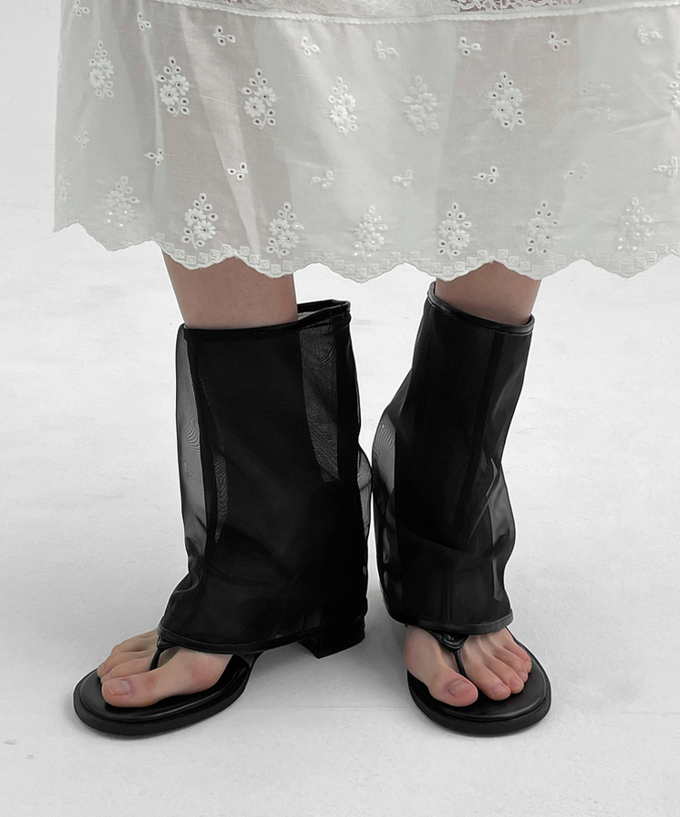メッシュサンダルミドルブーツ BLACK