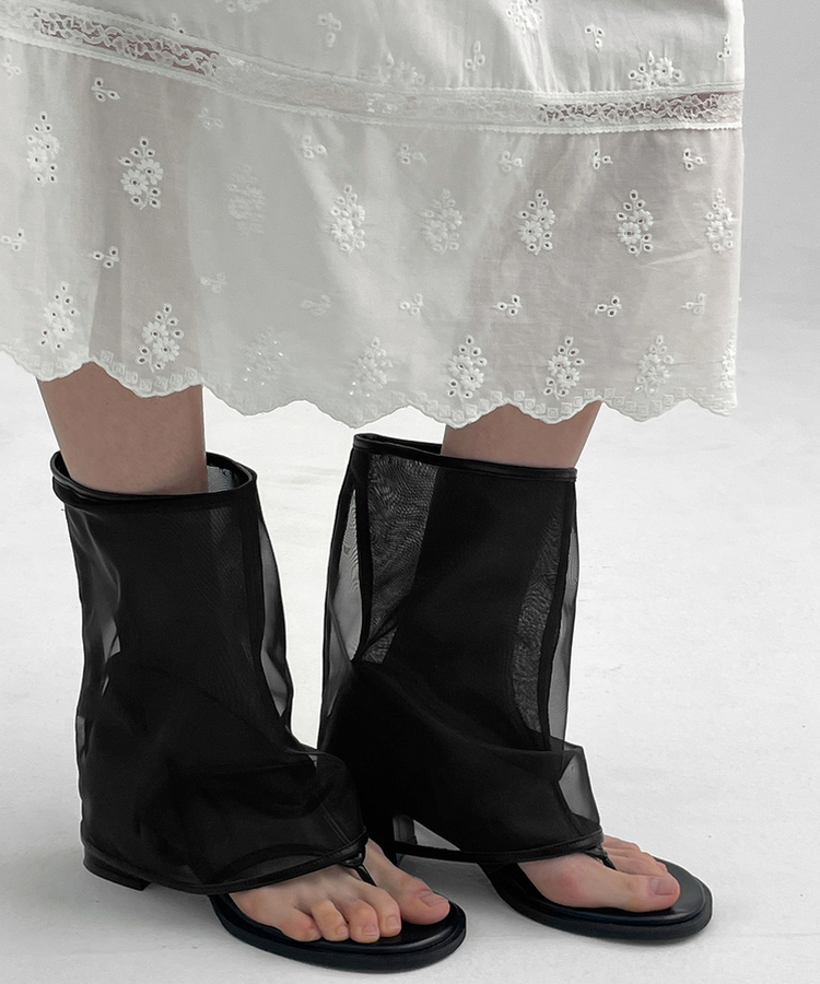 メッシュサンダルミドルブーツ BLACK