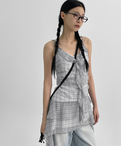 ミニワンピース チェックキャミソールミニワンピース GREY