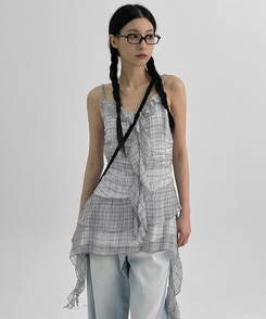 ミニワンピース チェックキャミソールミニワンピース GREY
