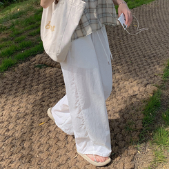 コットンパンツ ストリングナイロンバンディングワイドパンツ IVORY