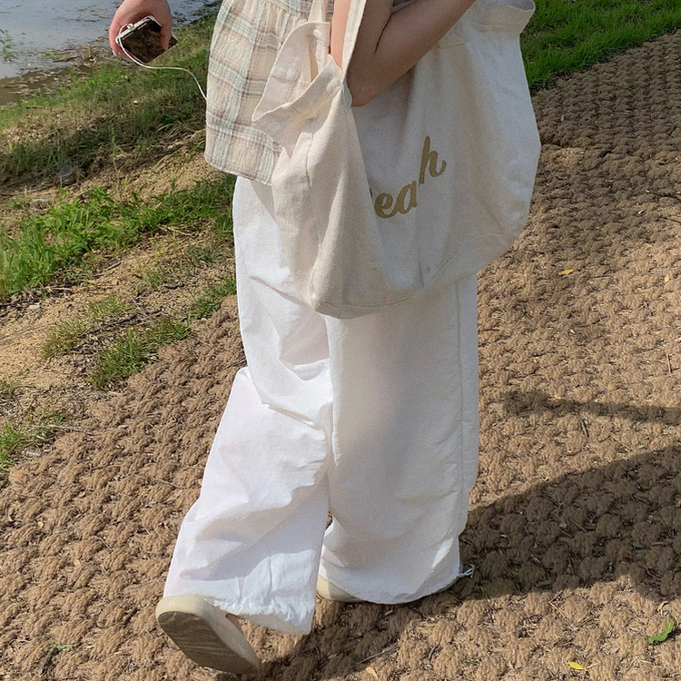 ストリングナイロンバンディングワイドパンツ IVORY