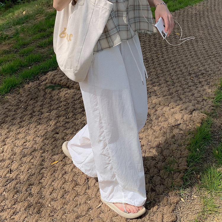 ストリングナイロンバンディングワイドパンツ IVORY