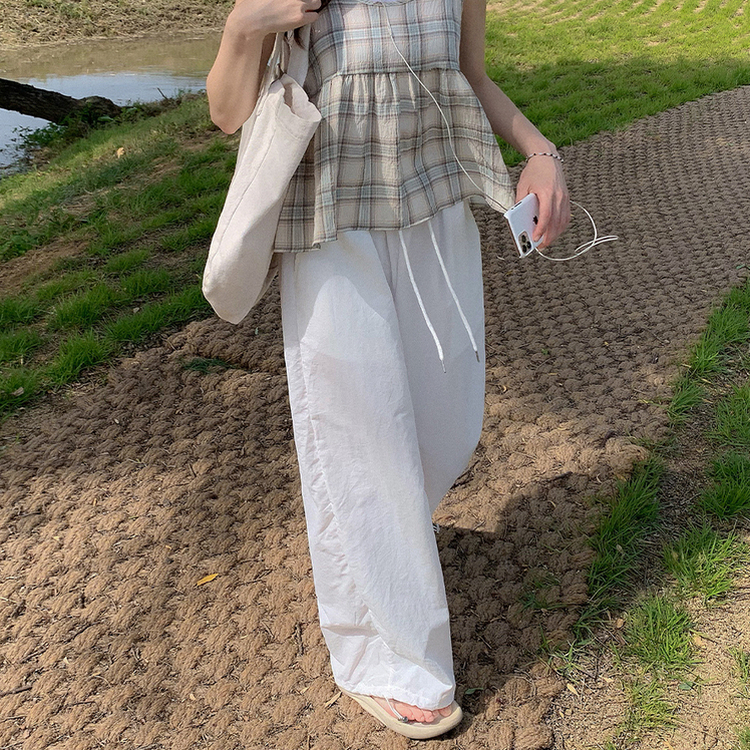 ストリングナイロンバンディングワイドパンツ IVORY