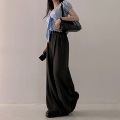 スラックス 【ベルト付き】ツーピンタックワイドスラックス GREY