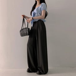 スラックス 【ベルト付き】ツーピンタックワイドスラックス GREY
