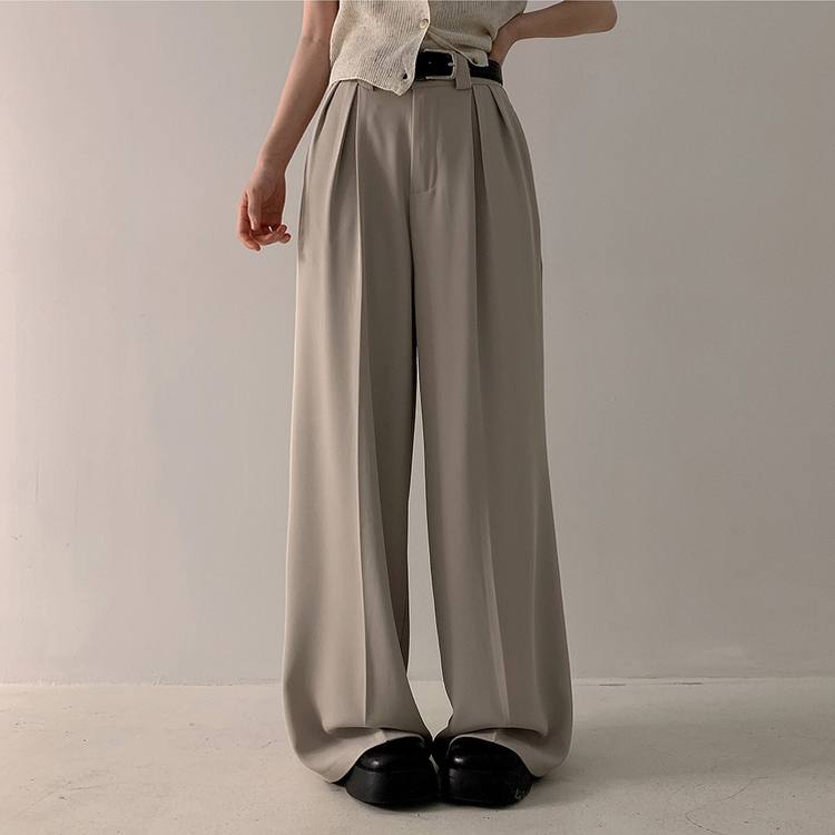 【ベルト付き】ツーピンタックワイドスラックス BEIGE