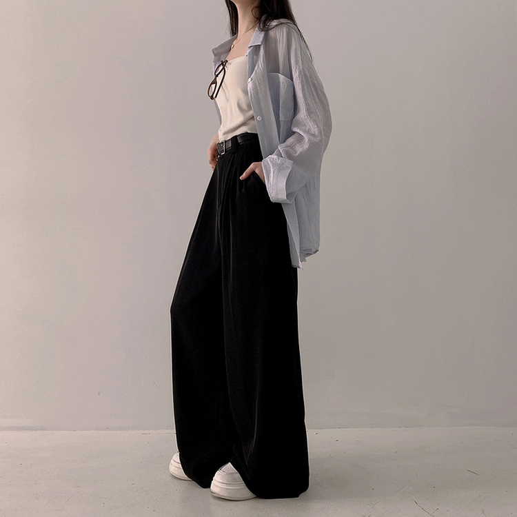 【ベルト付き】ツーピンタックワイドスラックス BLACK