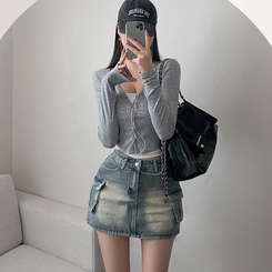 カーゴデニムミニスカート BLUE DENIM