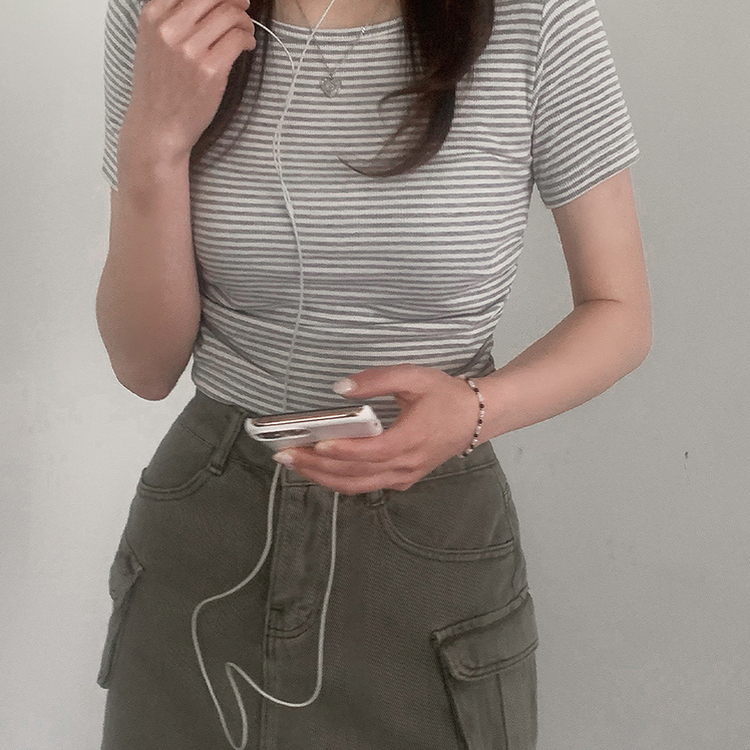 カーゴデニムミニスカート KHAKI