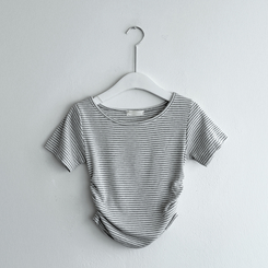 半袖Tシャツ ストライプスリムシャーリング半袖Tシャツ