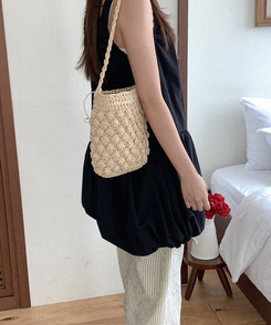 コットンパンツ ストライプバンディングパンツ BLACK