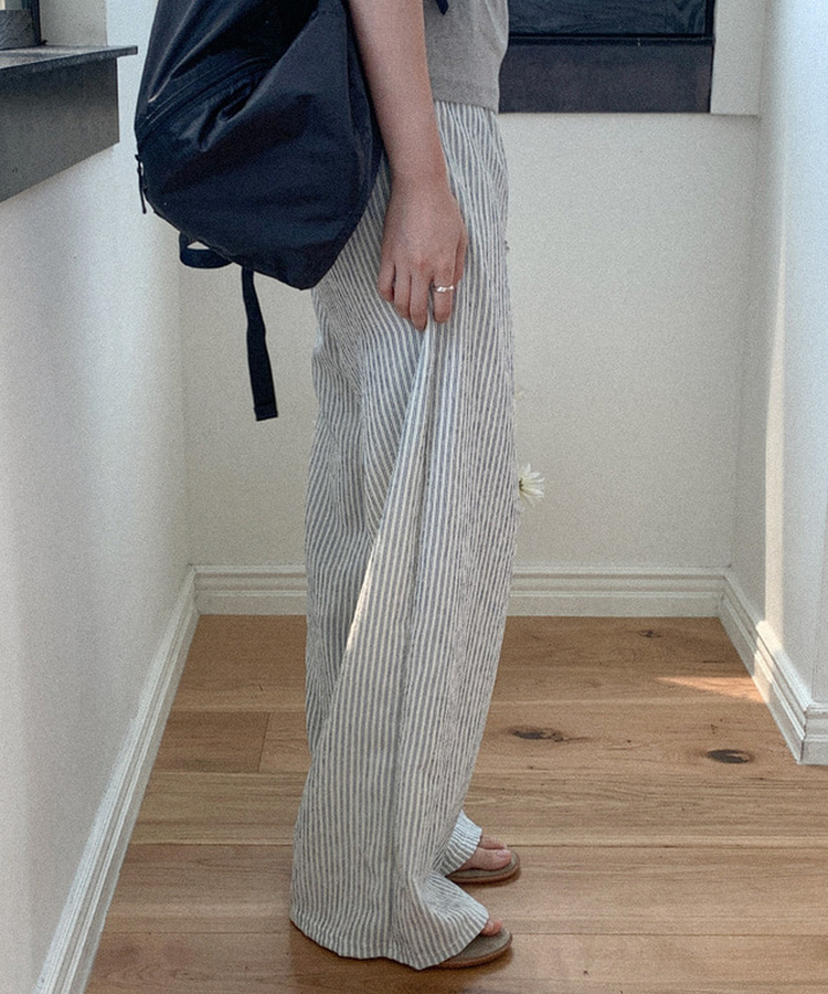 ストライプバンディングパンツ BLUE