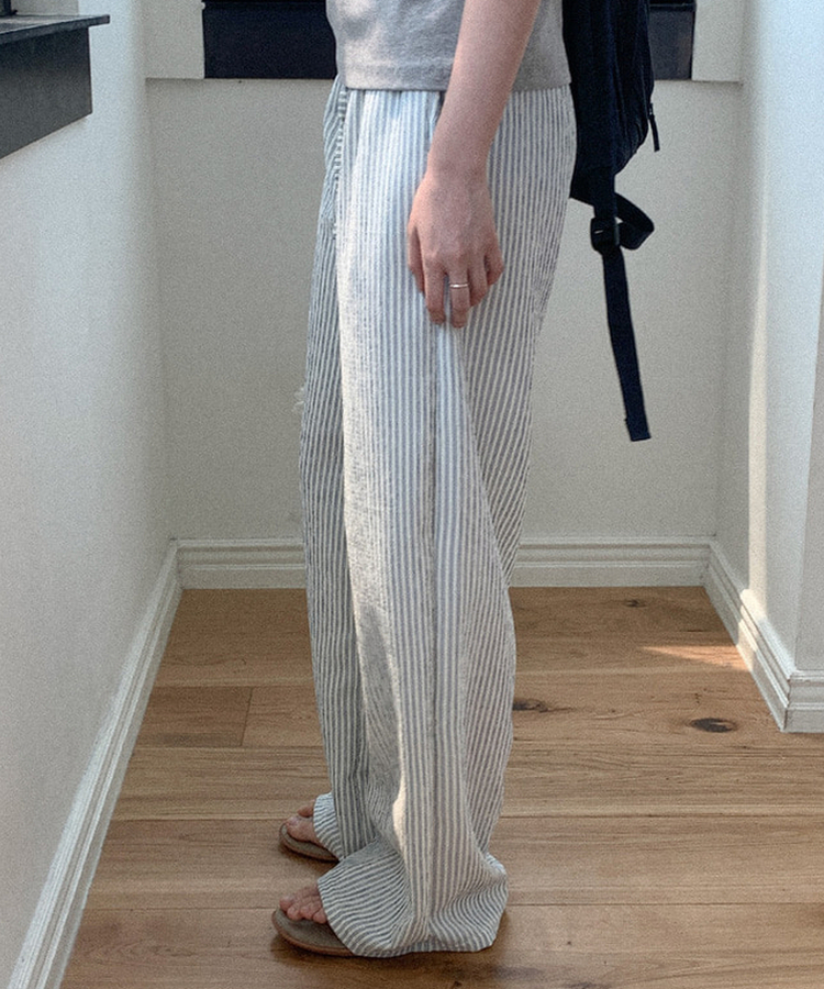 ストライプバンディングパンツ BLUE