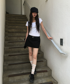 ミニスカート ローミニスカートパンツ BLACK