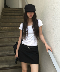 ミニスカート ローミニスカートパンツ BLACK