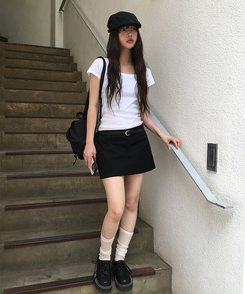ミニスカート ローミニスカートパンツ BLACK