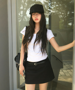 ミニスカート ローミニスカートパンツ BLACK